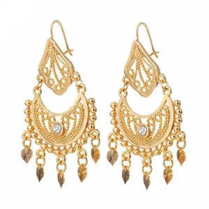 Ethnic Indian Rhinestone Tassels Drop Earrings