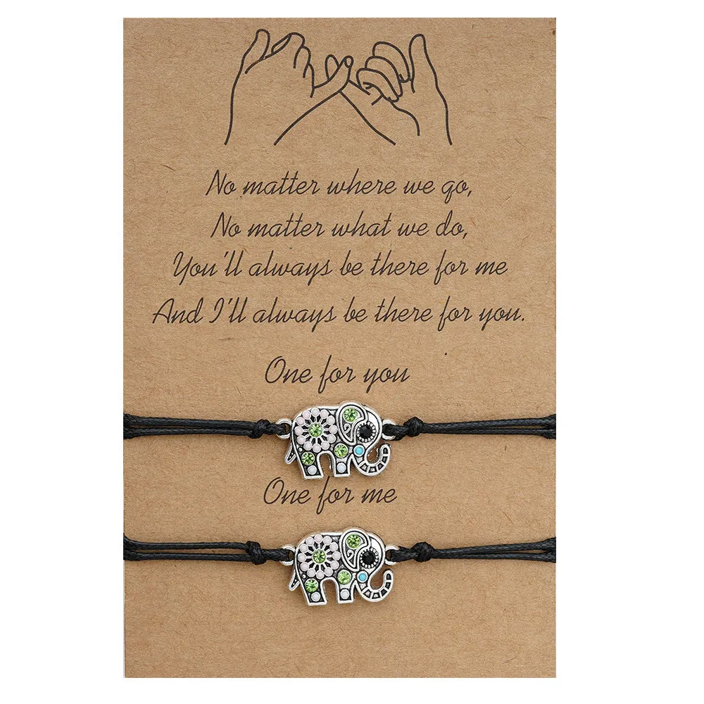 Sure! Here’s an optimized title for the e-commerce product:

Elegant Diamond-Studded Hollow Elephant Charm Card Bracelet - Fashionable and Unique Jewelry Accessory