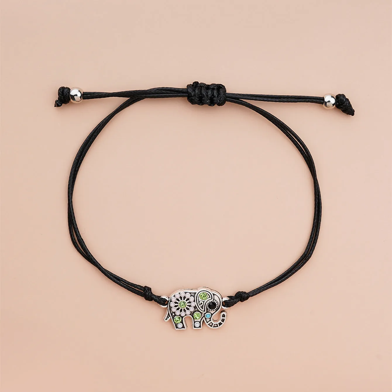 Sure! Here’s an optimized title for the e-commerce product:

Elegant Diamond-Studded Hollow Elephant Charm Card Bracelet - Fashionable and Unique Jewelry Accessory