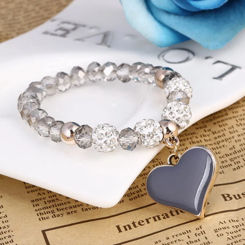 Fashion Sweet Love Pendant Crystal Bracelet Women