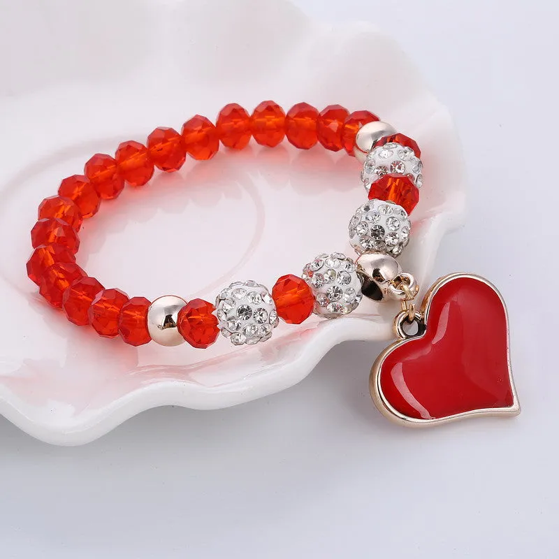 Fashion Sweet Love Pendant Crystal Bracelet Women