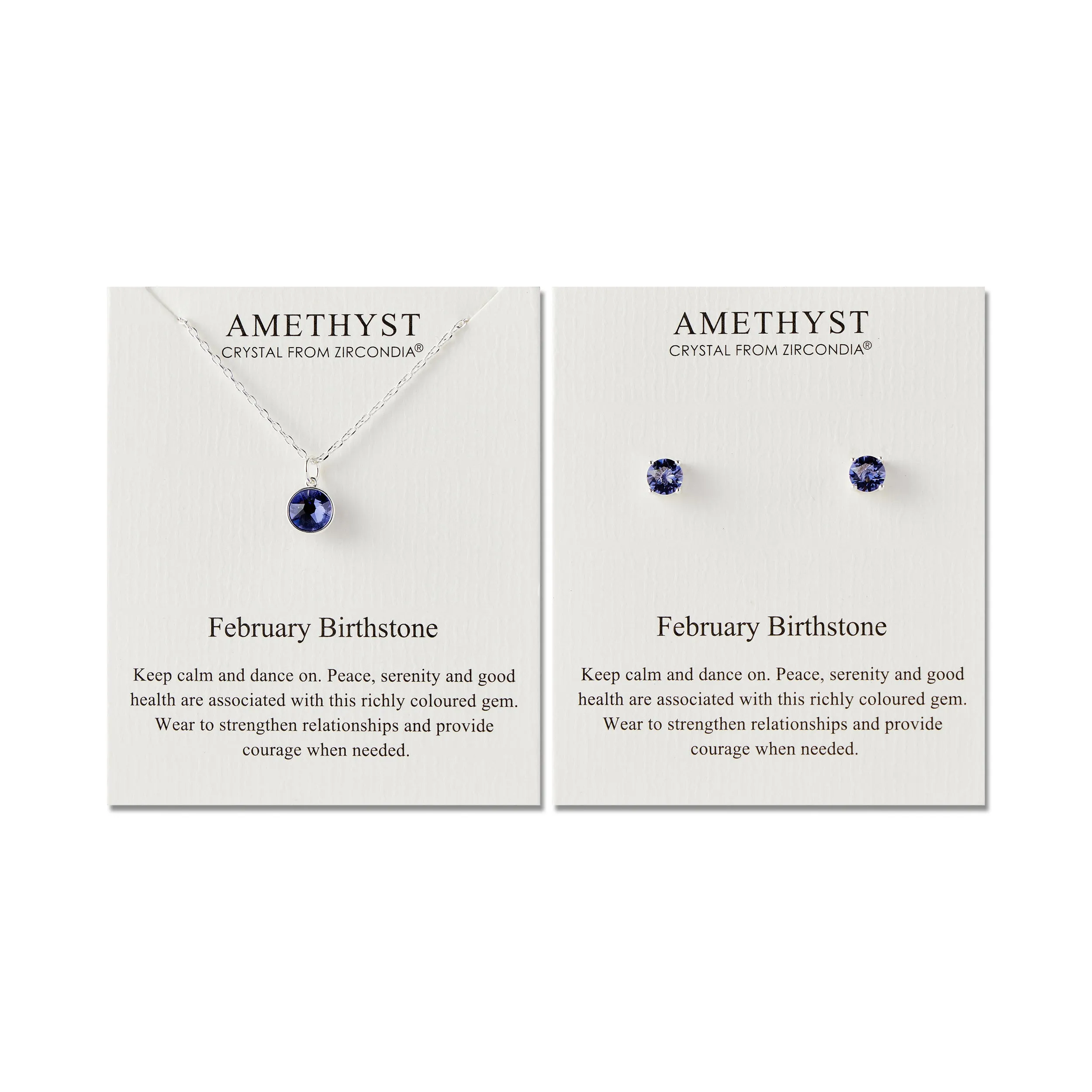 February (Amethyst) Birthstone Necklace & Earrings Set Created with Zircondia® Crystals