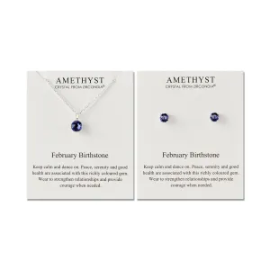 February (Amethyst) Birthstone Necklace & Earrings Set Created with Zircondia® Crystals