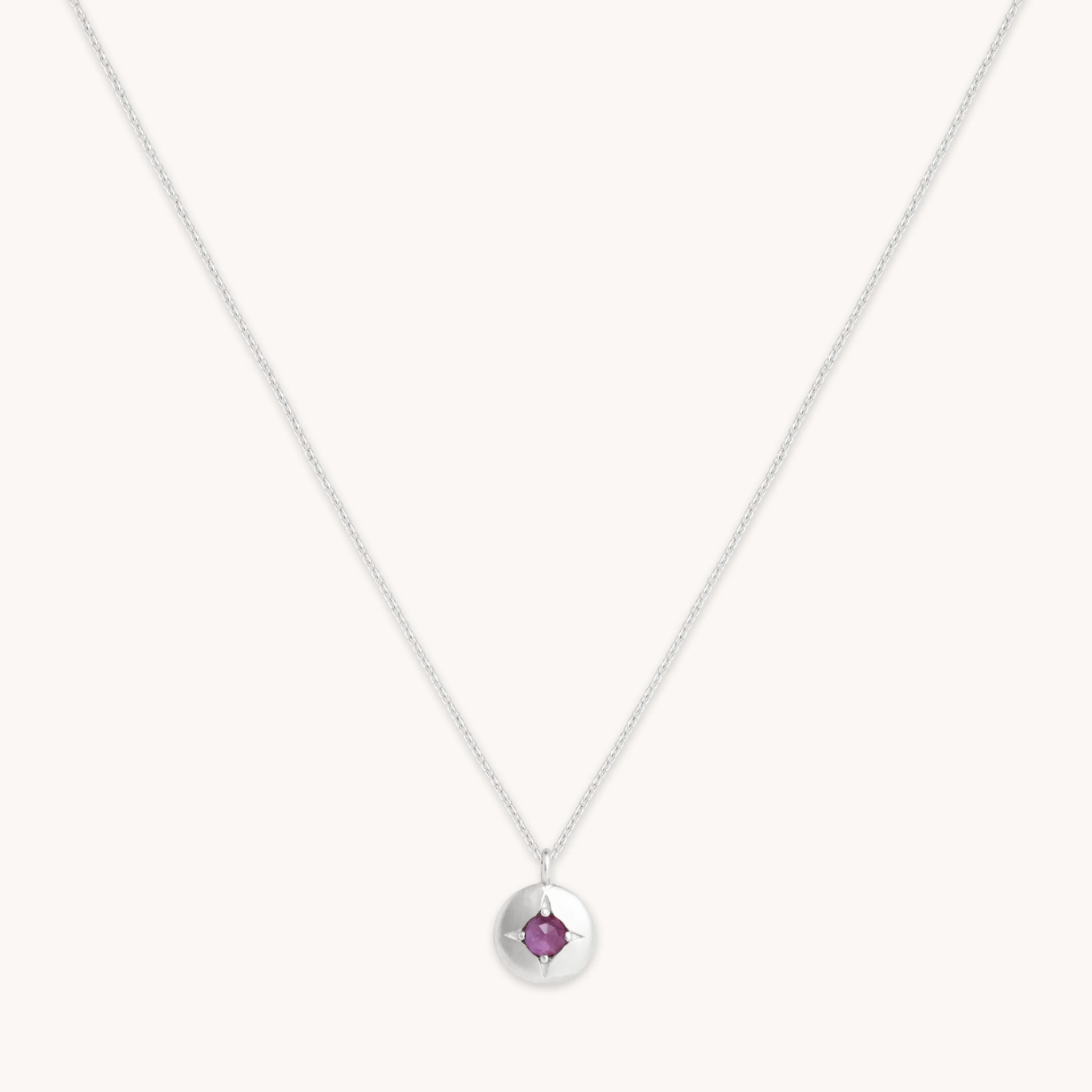 February Amethyst Birthstone Necklace in Solid White Gold