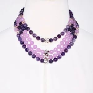 Four Strands Amethyst and Purple Carnelian Necklace