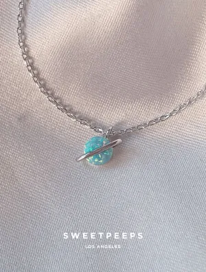 Galactica Tiny Opal Necklace - Silver