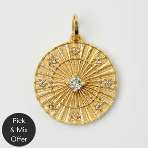 Garden Party Green Amethyst Compass Coin Pendant