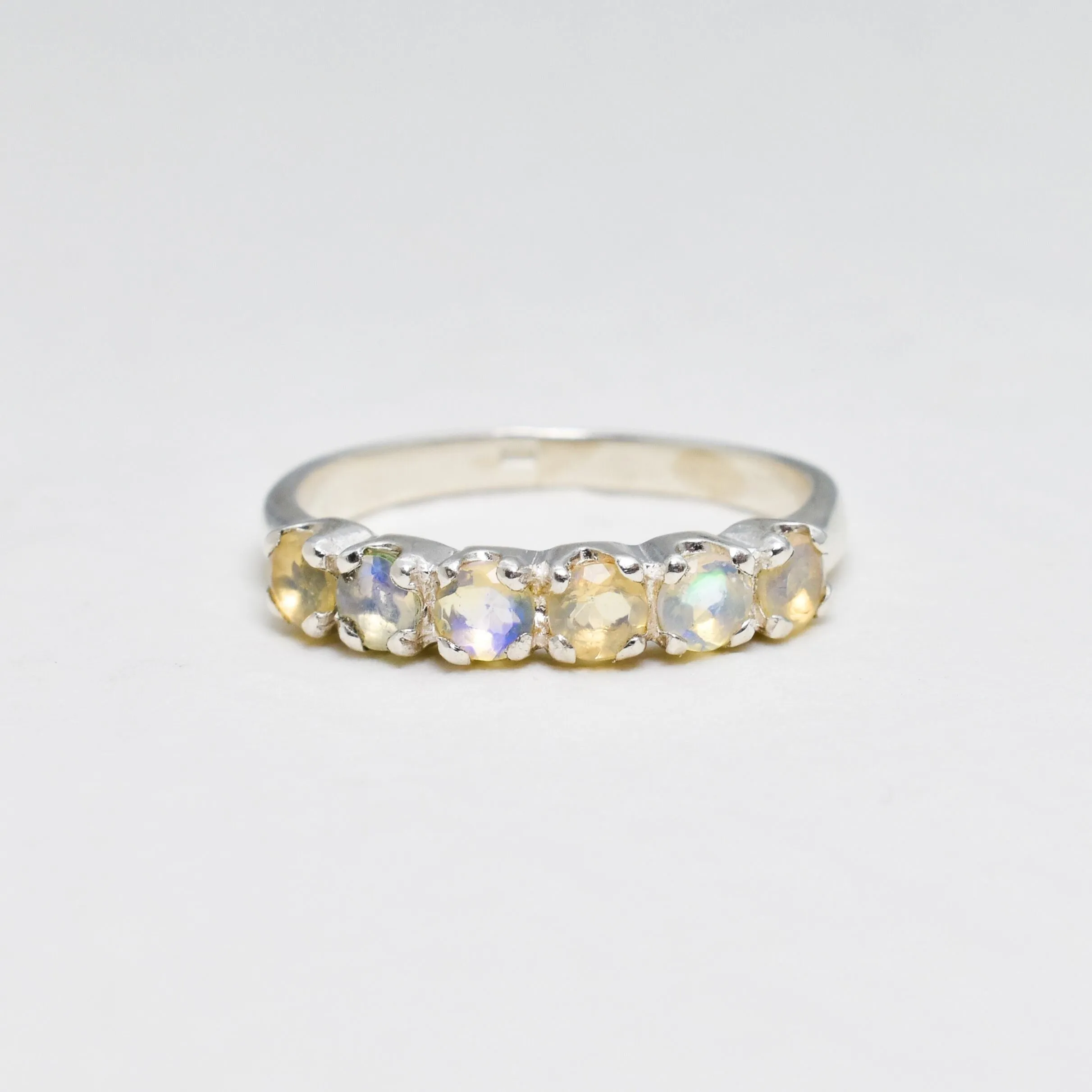 Genuine Opal Ring - Stackable Opal Band - Vintage Eternity Ring