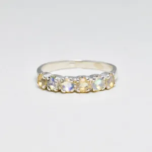 Genuine Opal Ring - Stackable Opal Band - Vintage Eternity Ring