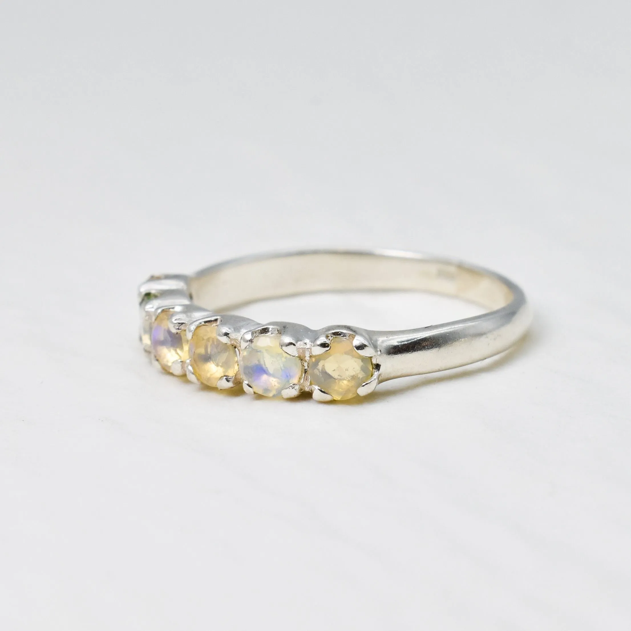 Genuine Opal Ring - Stackable Opal Band - Vintage Eternity Ring