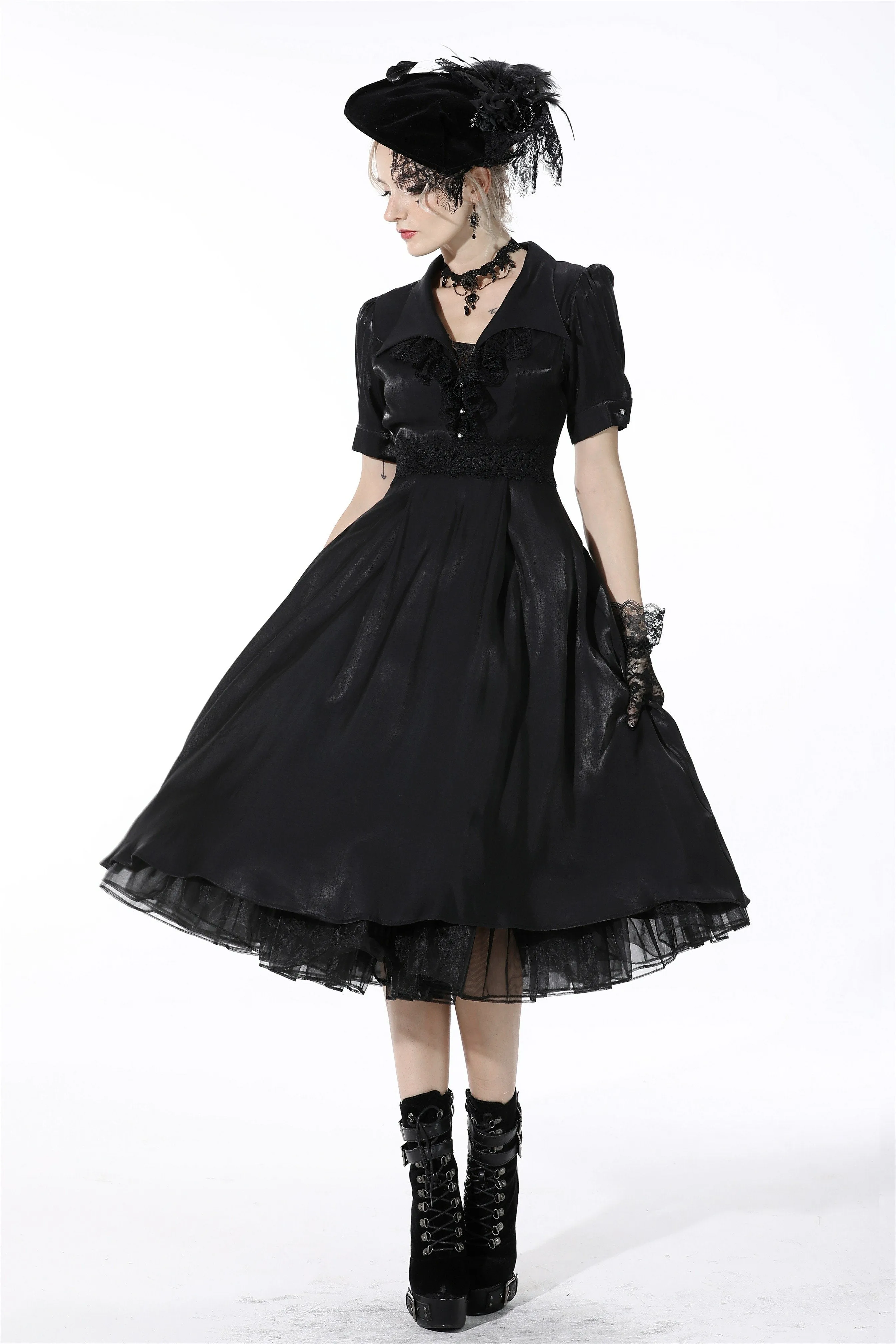 Glamorous sparkling queen lapel party dress DW510