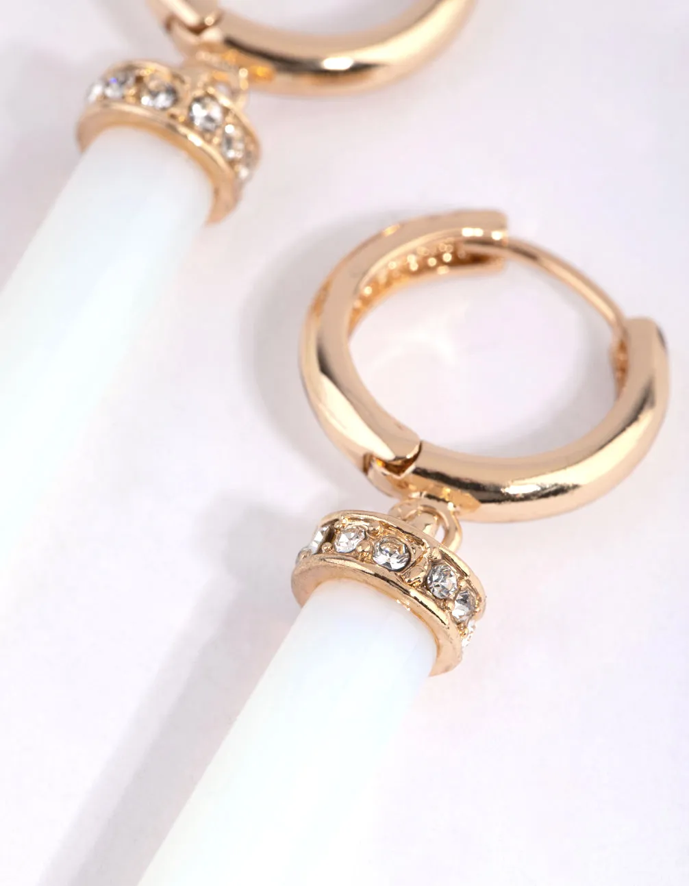 Gold Moonstone Huggie Hoop Earrings