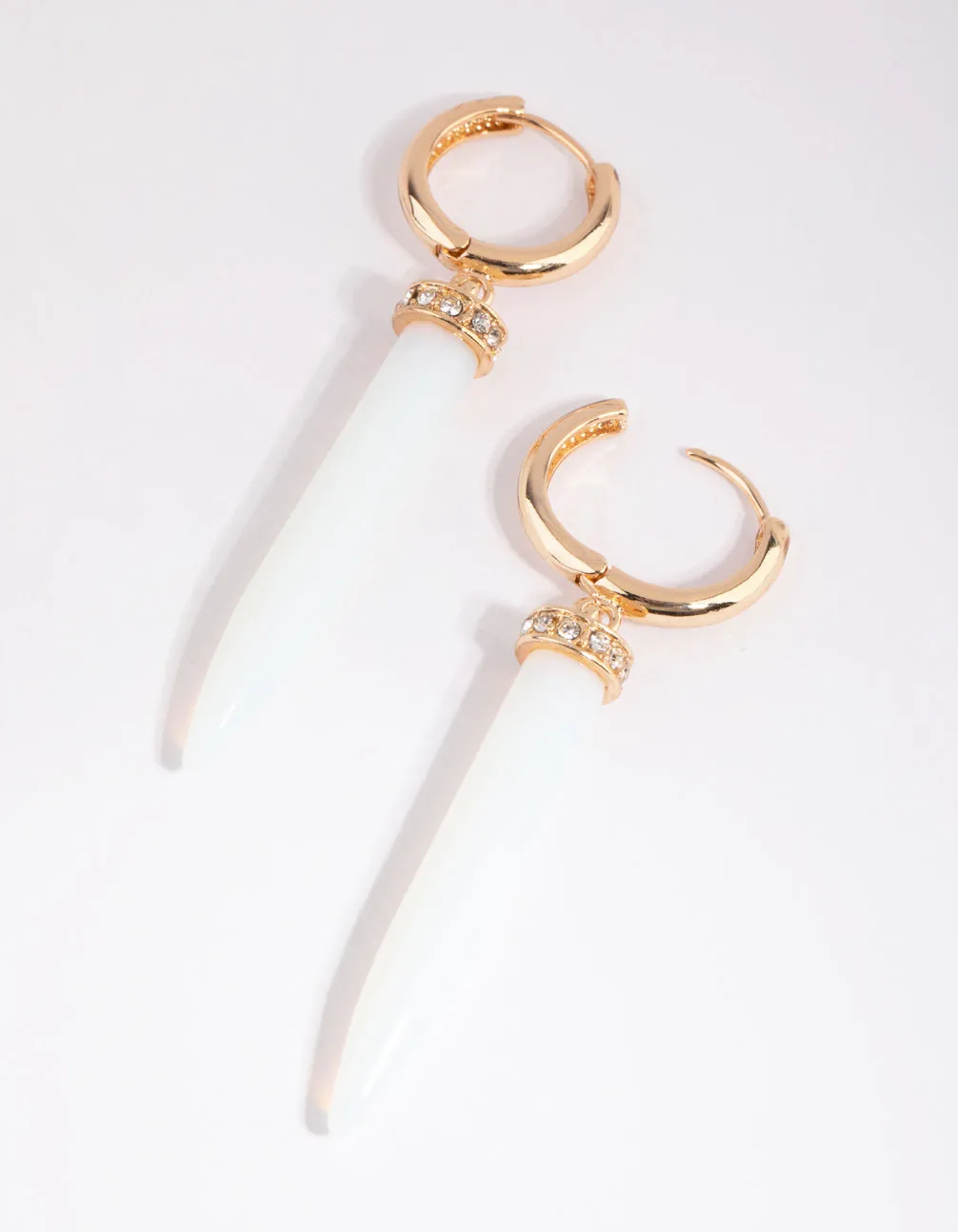 Gold Moonstone Huggie Hoop Earrings
