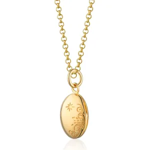 Gold Plated Tiny Celestial Locket Necklace