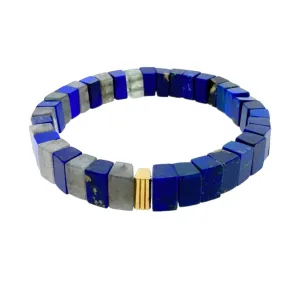 Gold Ribbed Bead on Lapis and Labradorite