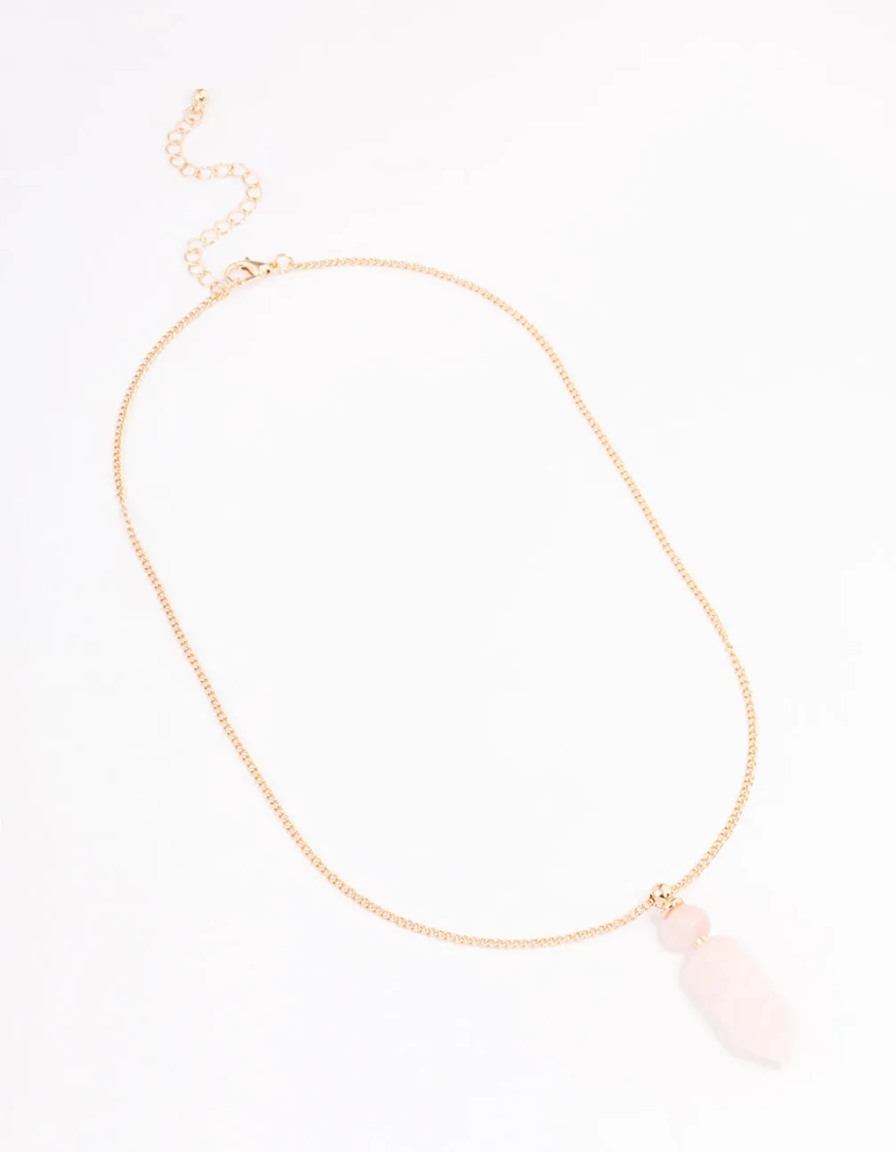 Gold Rose Quartz Sphere Pendant Necklace