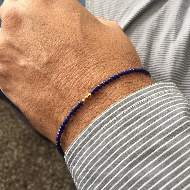 Gold-Tone Lapis Boho Beaded Bracelet