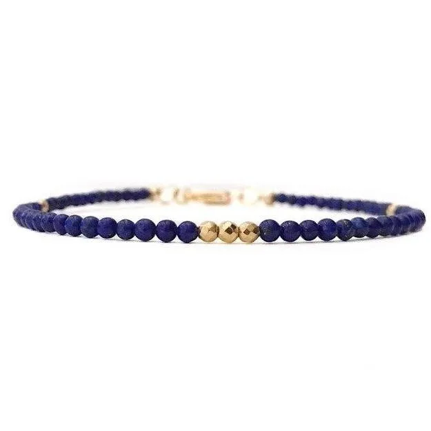 Gold-Tone Lapis Boho Beaded Bracelet
