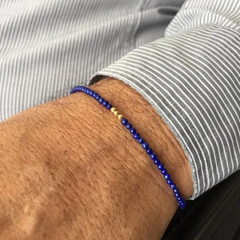 Gold-Tone Lapis Boho Beaded Bracelet