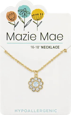 Gold White Opal Flower Necklace