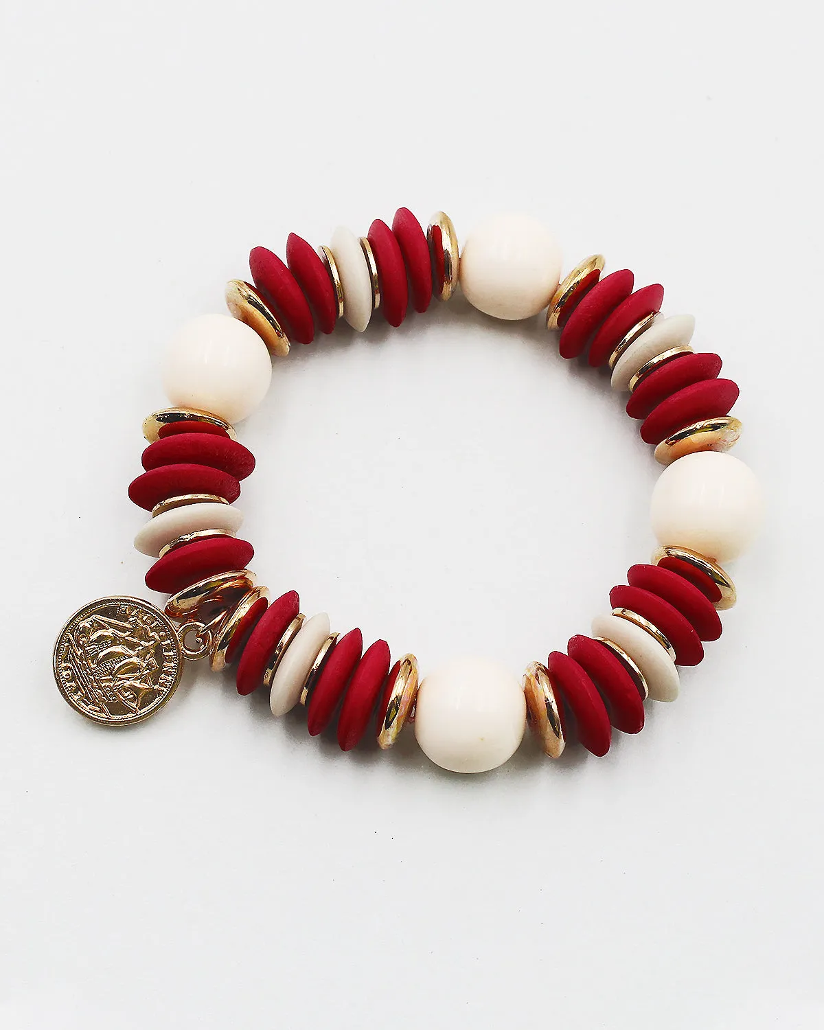 Golden Coin Charm Stretch Bracelet
