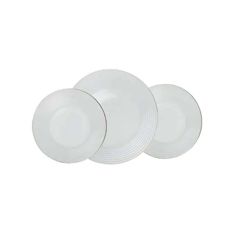 Golden Opal Harena Plain White Dinner Set (Set of 18pcs)