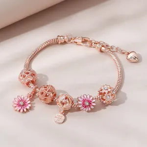 Gradient Color Daisy DIY Beaded Bracelet Hollow Diamond Flower Ball Bracelet