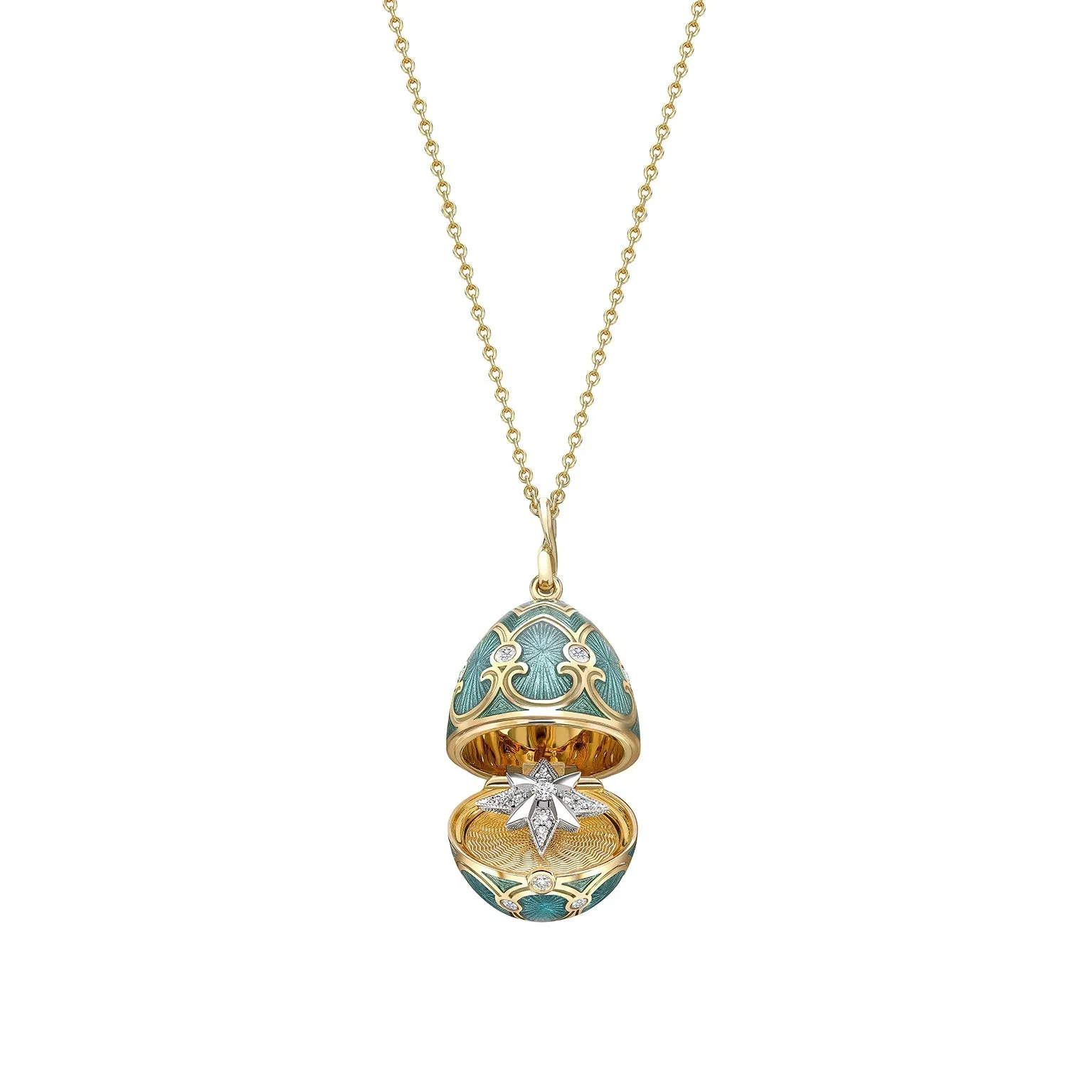 Guilloché Enamel Trembling Star Surprise Locket