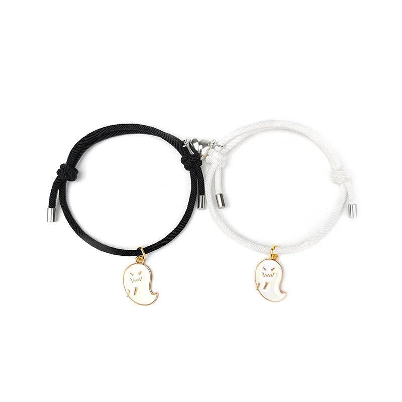 Halloween-inspired Couple Rope Bracelets with Magnetic Attraction