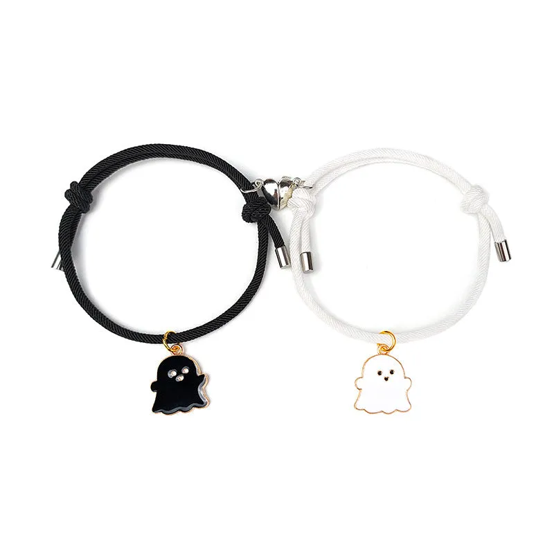 Halloween-inspired Couple Rope Bracelets with Magnetic Attraction
