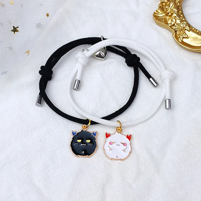 Halloween-inspired Couple Rope Bracelets with Magnetic Attraction