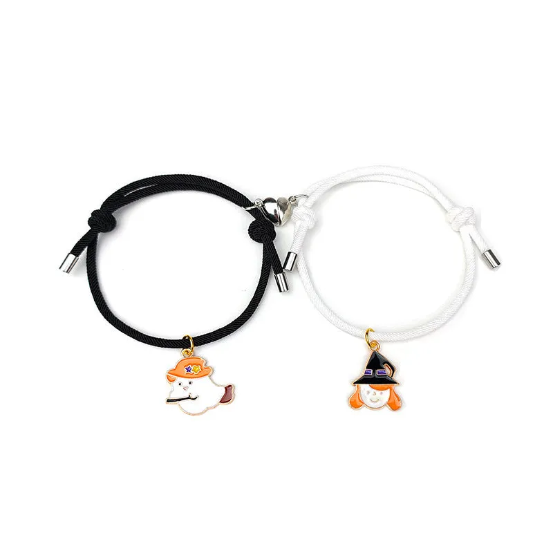 Halloween-inspired Couple Rope Bracelets with Magnetic Attraction