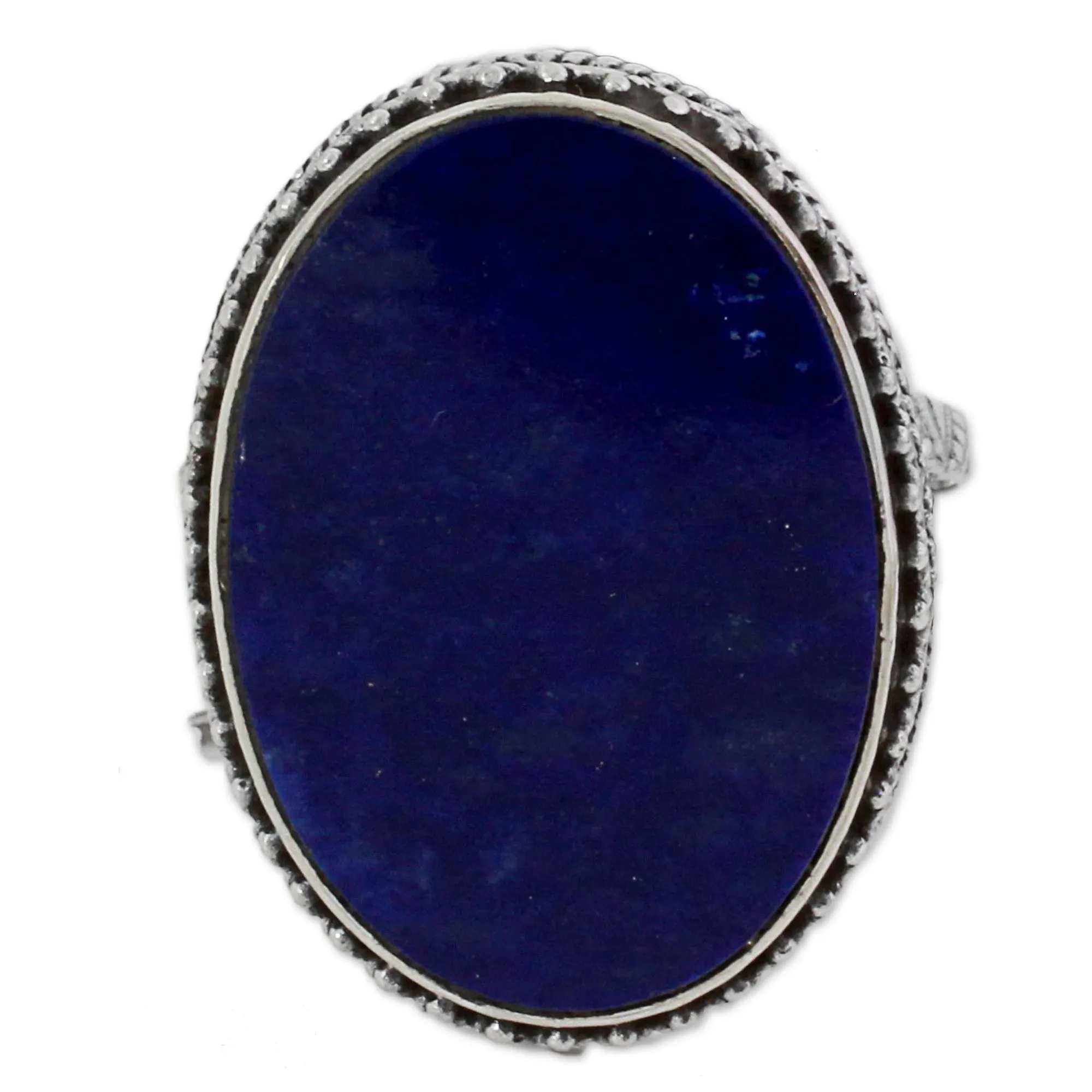 Hand Made Blue Oval Lapis Lazuli Cocktail Ring India - Pool of Memories | NOVICA