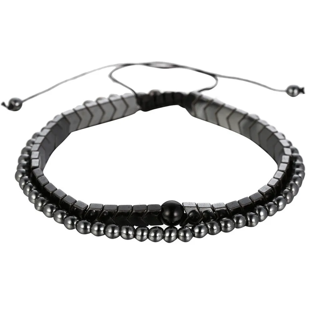 Hand-woven UFO 4mm Copper Bead Two-piece Suit Bracelet  Accessories