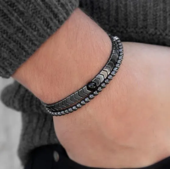 Hand-woven UFO 4mm Copper Bead Two-piece Suit Bracelet  Accessories