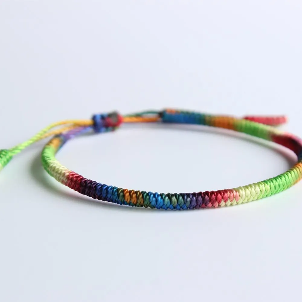 Handmade Knots Lucky Rope Bracelet Buddhist Mantra Sliding Knot Bracelet