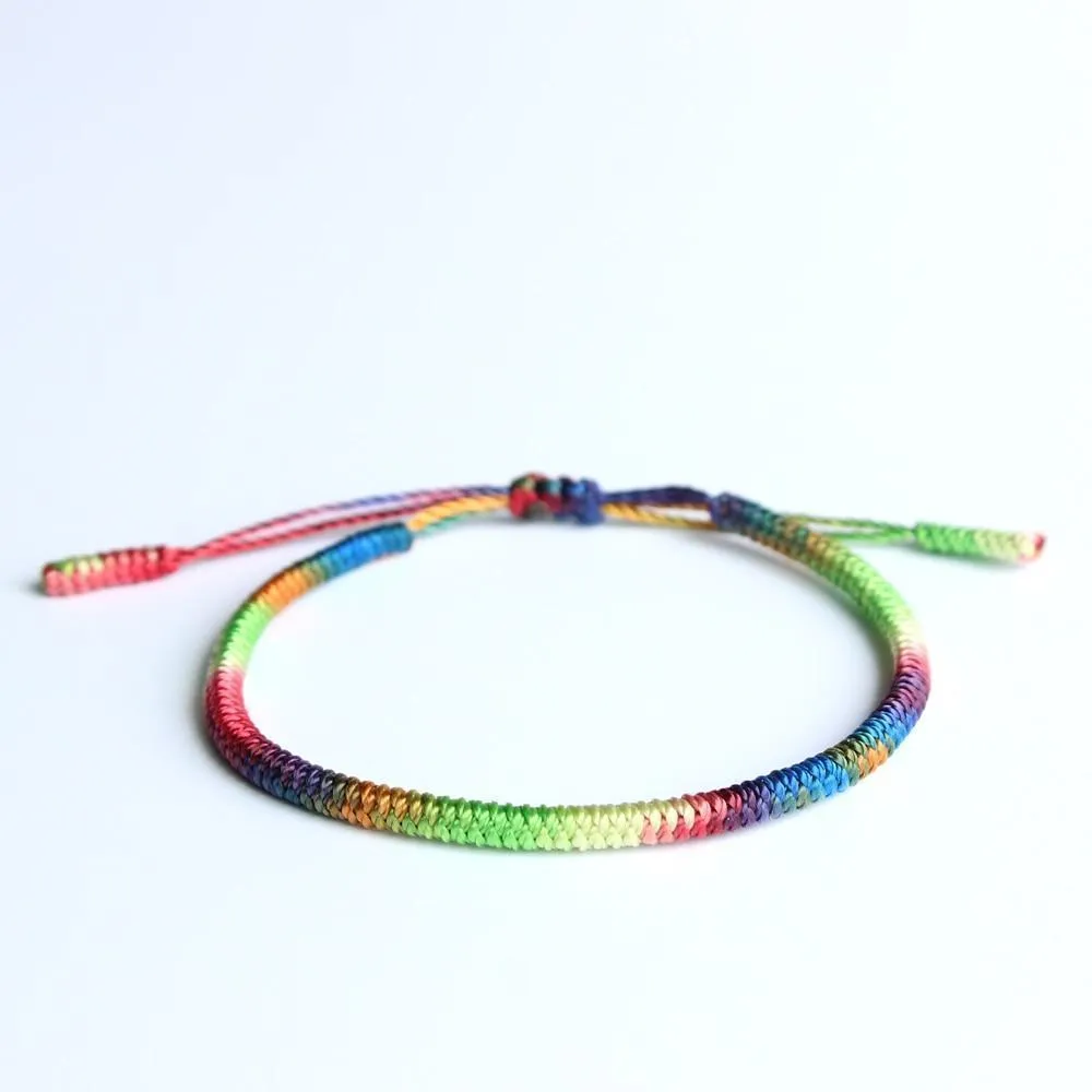 Handmade Knots Lucky Rope Bracelet Buddhist Mantra Sliding Knot Bracelet