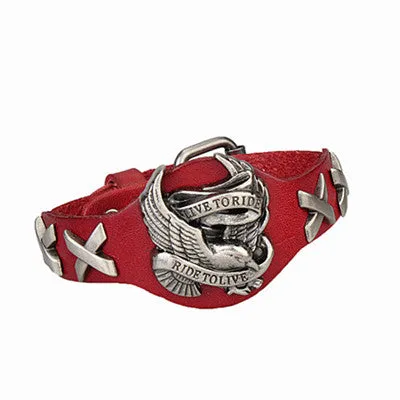 Handmade Leather Wrap "Live to Ride" Cuff