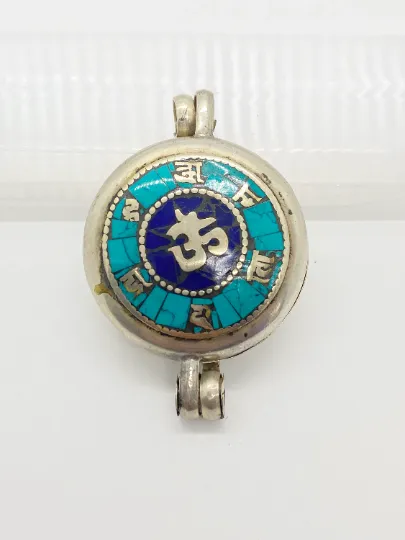 Handmade Medium Tibetan Box Style Pendant with Vajra and OM Symbol