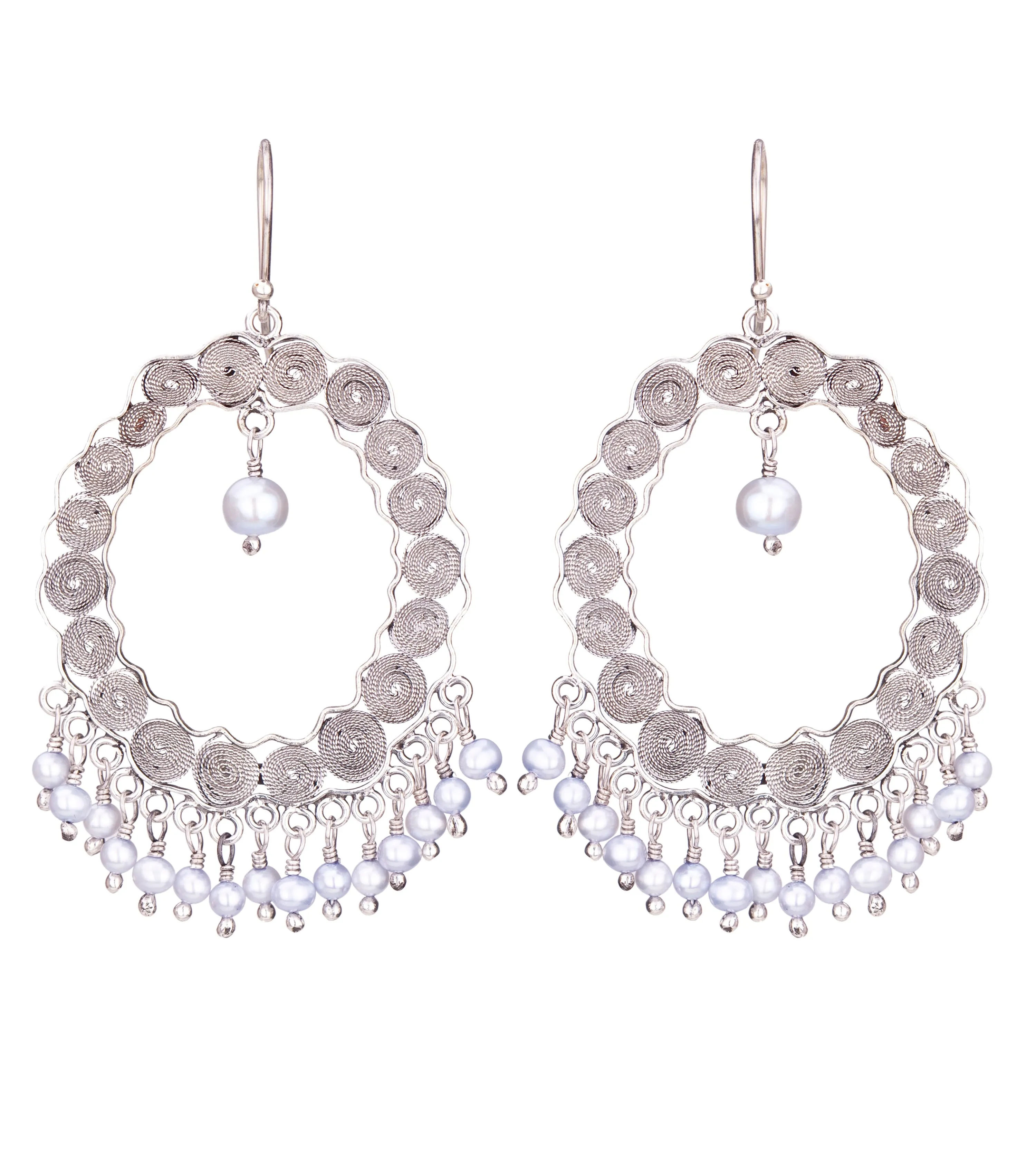 Hanging Chandelier with Ice Blue Pearls