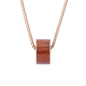 Hawaiian Koa Wood Wide Barrel - Rose Gold