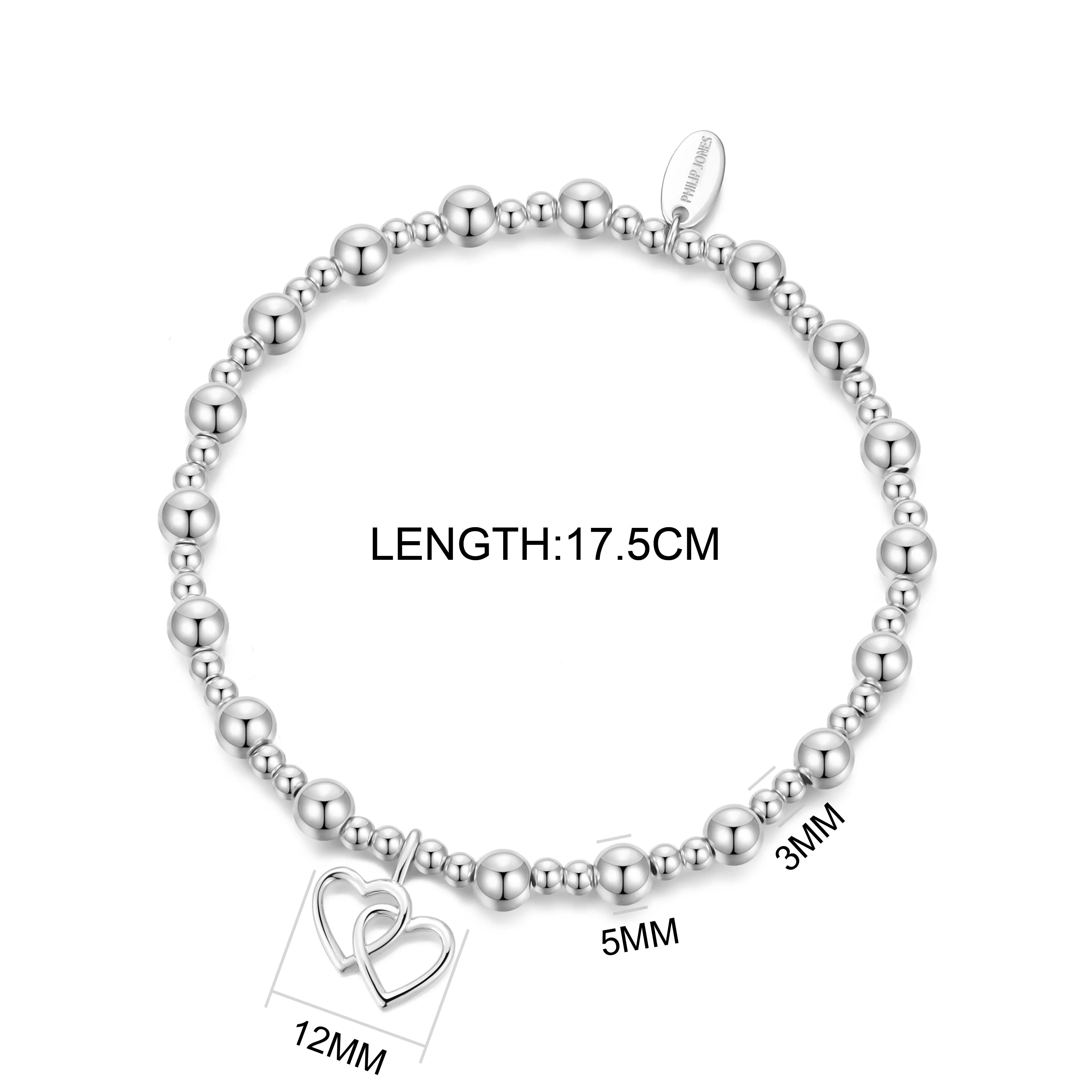 Heart Link Beaded Stretch Bracelet