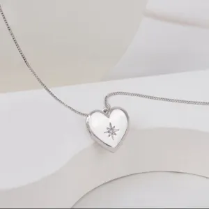 Heart Silver Locket Necklace