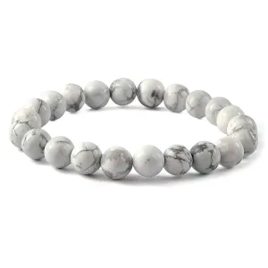 Howlite Natural Gemstone Bracelet Semi precious 6 mm Beads Feng Shui Crystal Chakra Aura Personal Reiki Healing Crystals