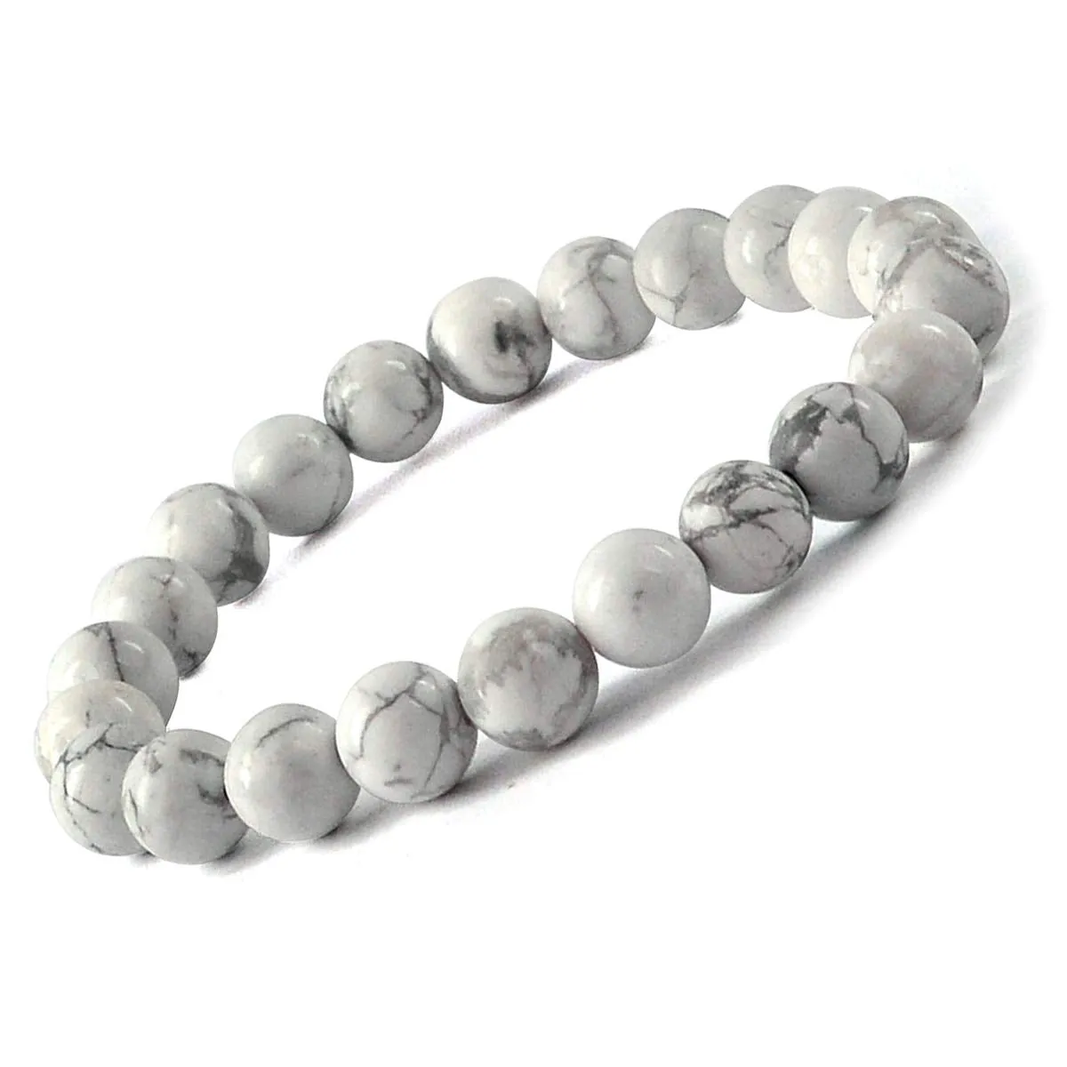 Howlite Natural Gemstone Bracelet Semi precious 6 mm Beads Feng Shui Crystal Chakra Aura Personal Reiki Healing Crystals