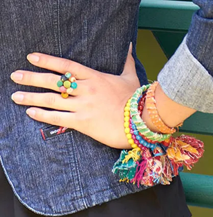 Kantha Beaded Ball Ring
