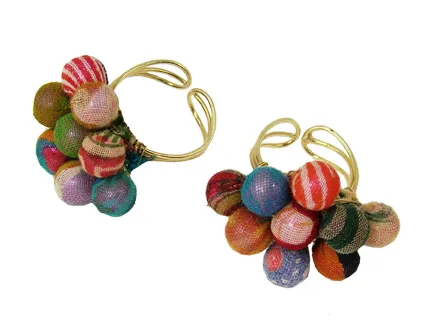 Kantha Beaded Ball Ring