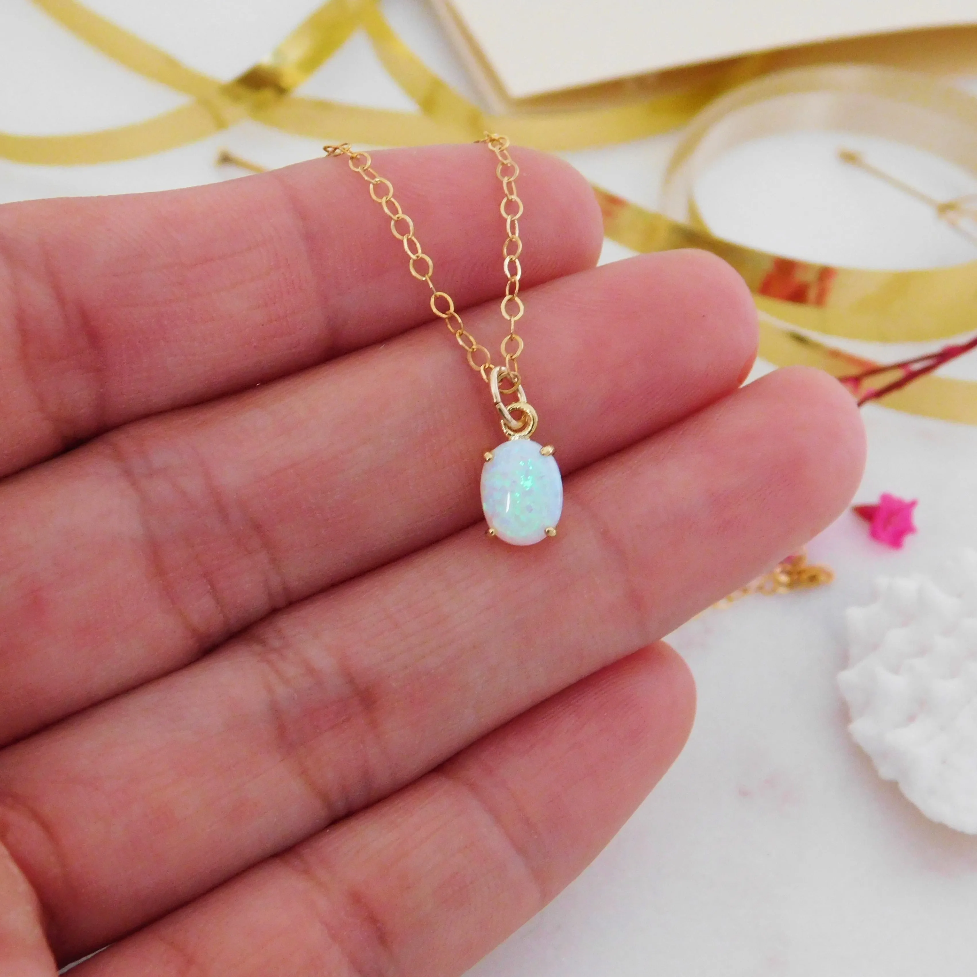 Kehlani Opal Necklace • 14k Gold Filled Necklace