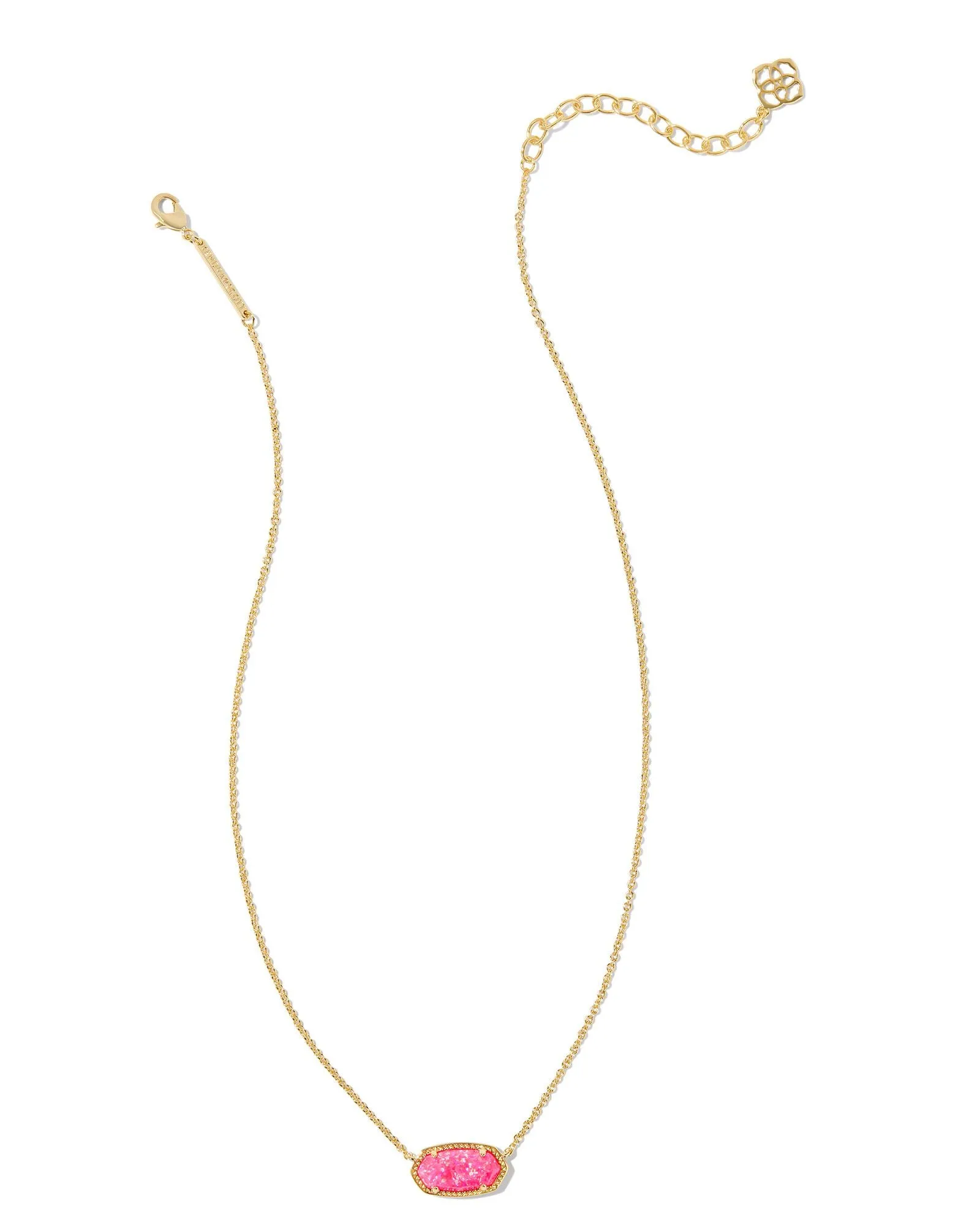 Kendra Scott Elisa Gold Pendant Necklace in Bright Pink Kyocera Opal