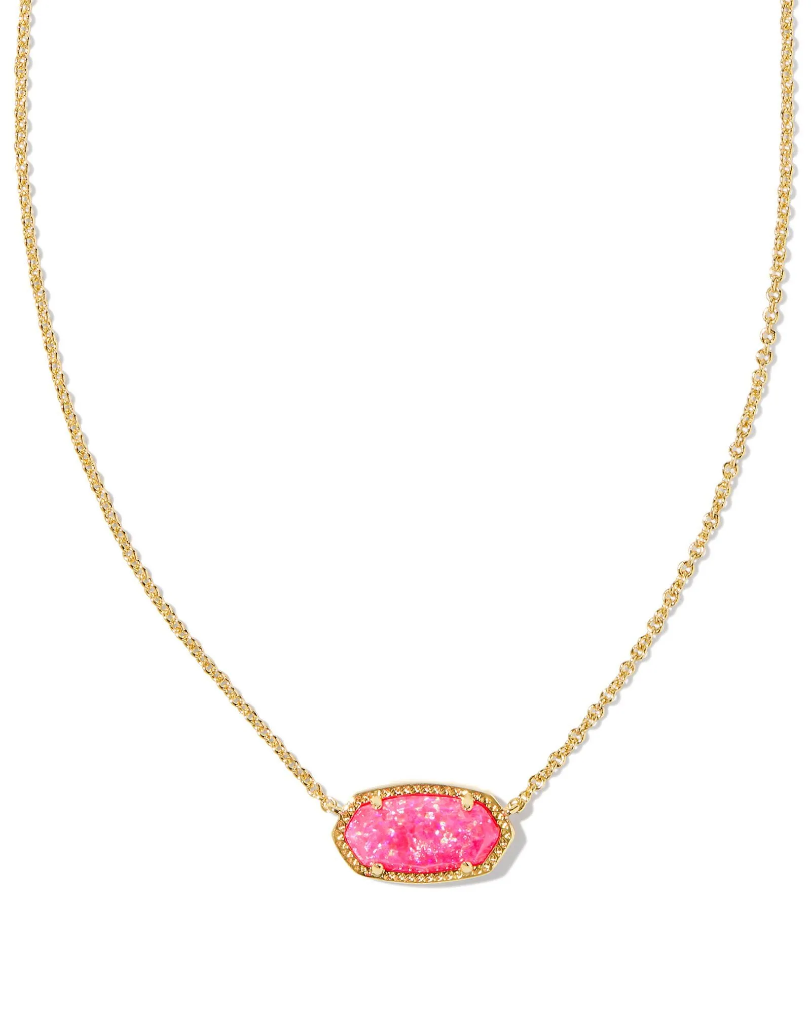 Kendra Scott Elisa Gold Pendant Necklace in Bright Pink Kyocera Opal